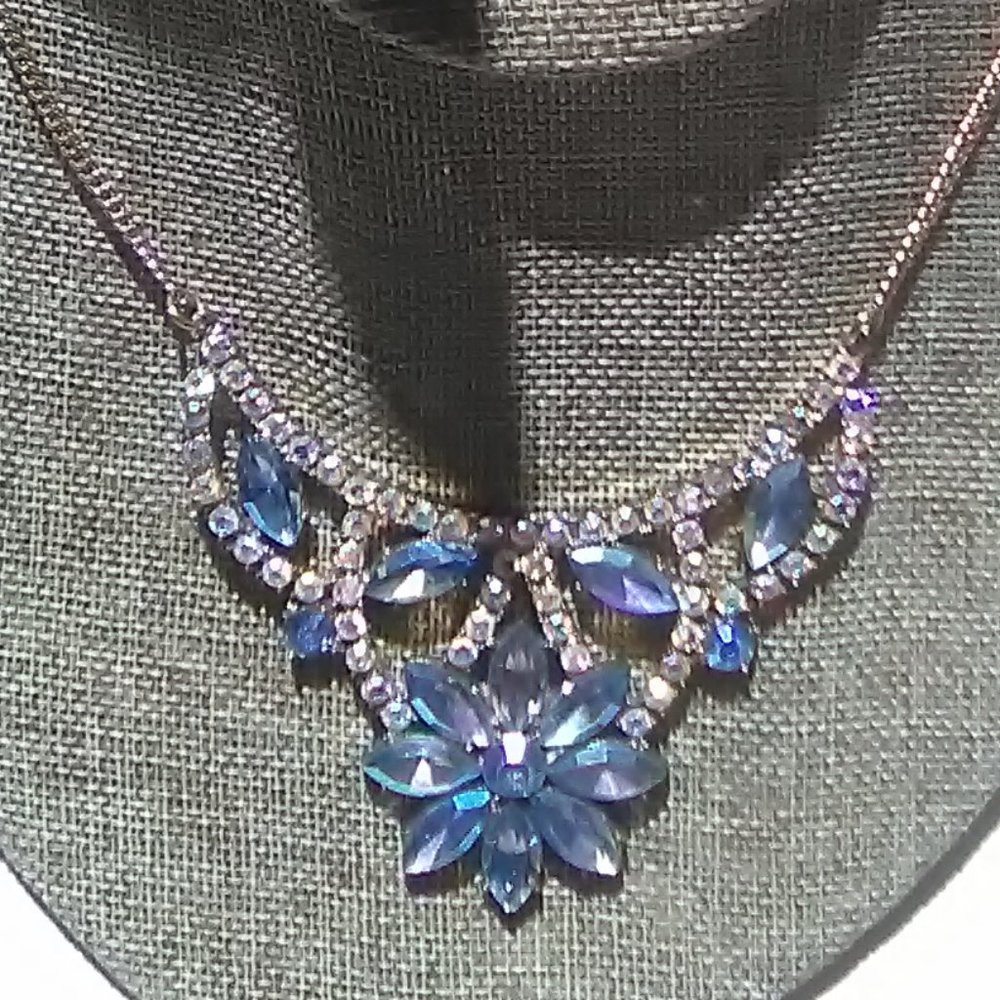 Blue Rhinestone Necklace - Picture 2 of 3